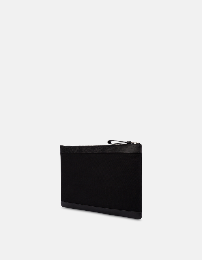 Clutch bag in rigid denim