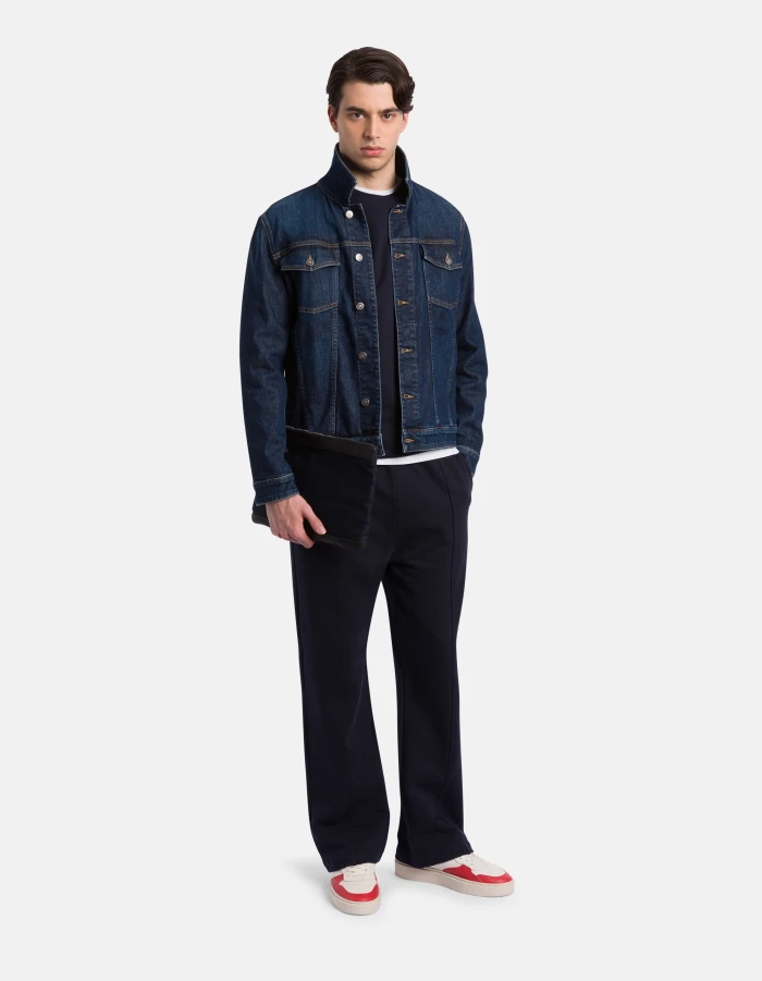 Recycled rigid denim clutch