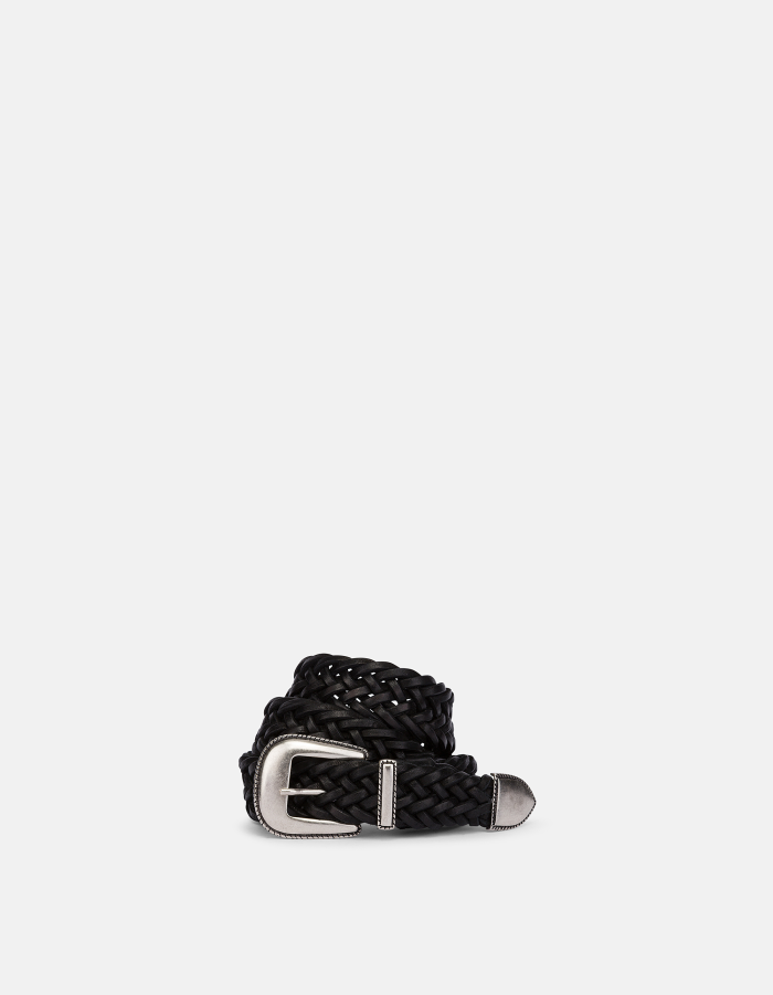 Woven leather belt