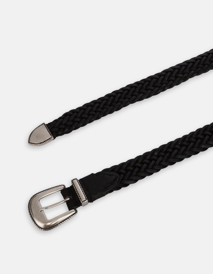 Woven leather belt