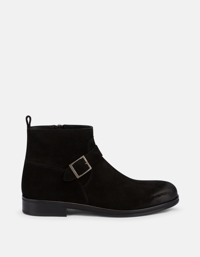 Split leather ankle boots
