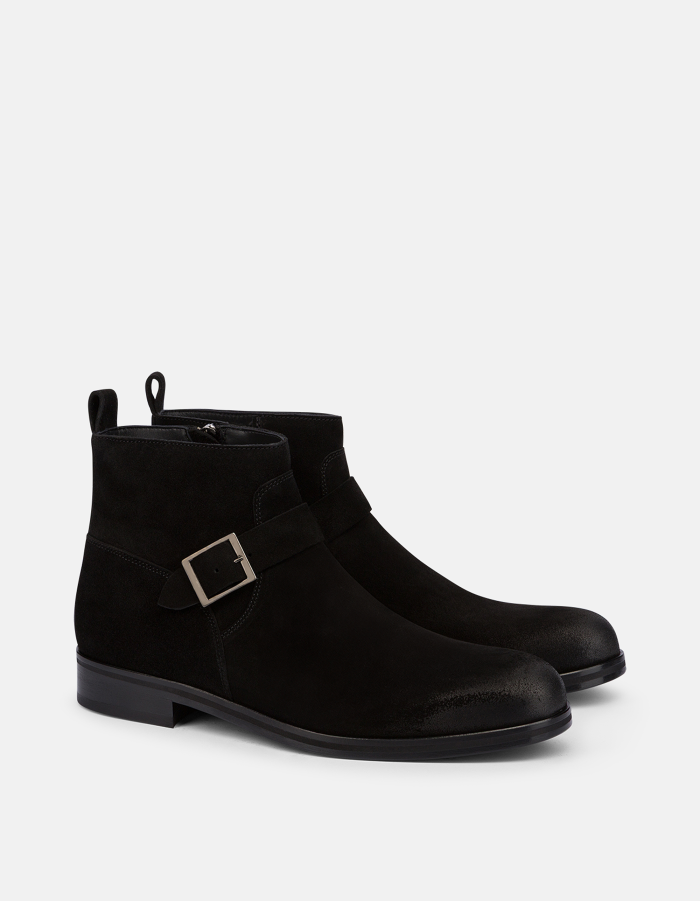 Split leather ankle boots