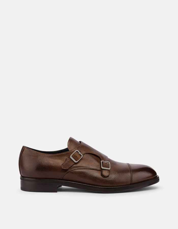 Brushed buffalo monkstrap shoes